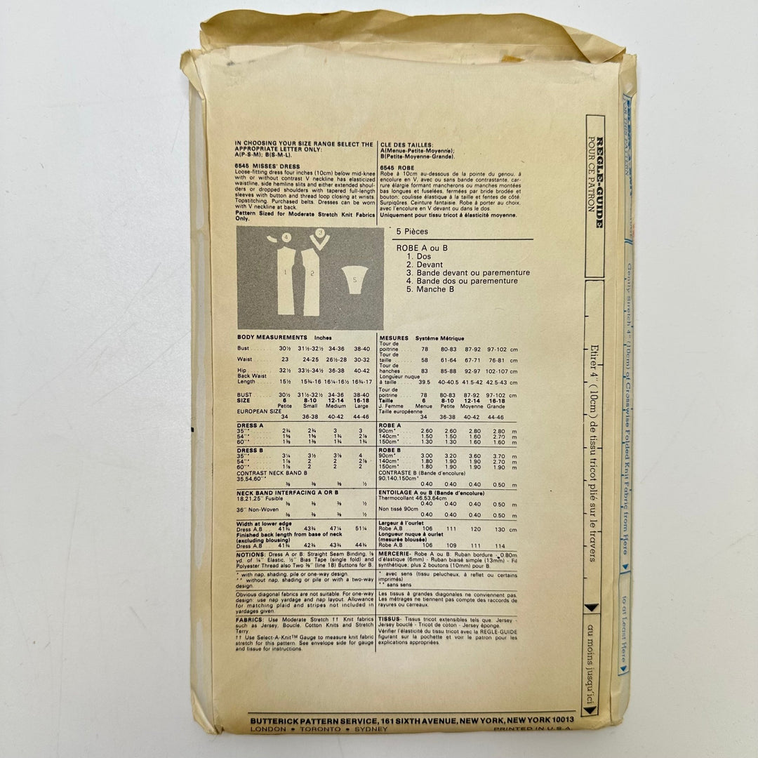 Sewing Pattern - Womenswear - Butterick 6545 - True Deadstock supplies Fabric by private - Sustainable Textile | FABCYCLE