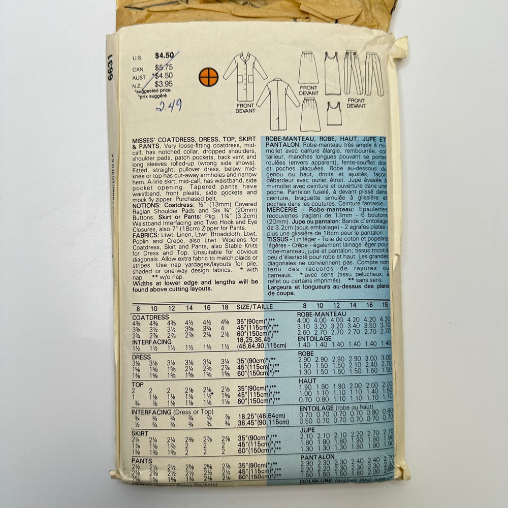 Sewing Pattern - Womenswear - Butterick 6631 - True Deadstock supplies Fabric by private - Sustainable Textile | FABCYCLE