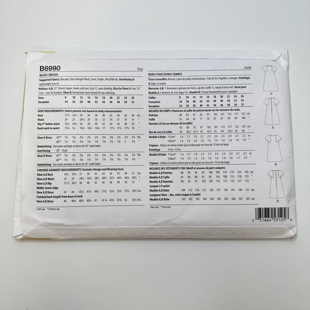 Sewing Pattern - Womenswear - Butterick 6990 - True Deadstock supplies Fabric by private - Sustainable Textile | FABCYCLE