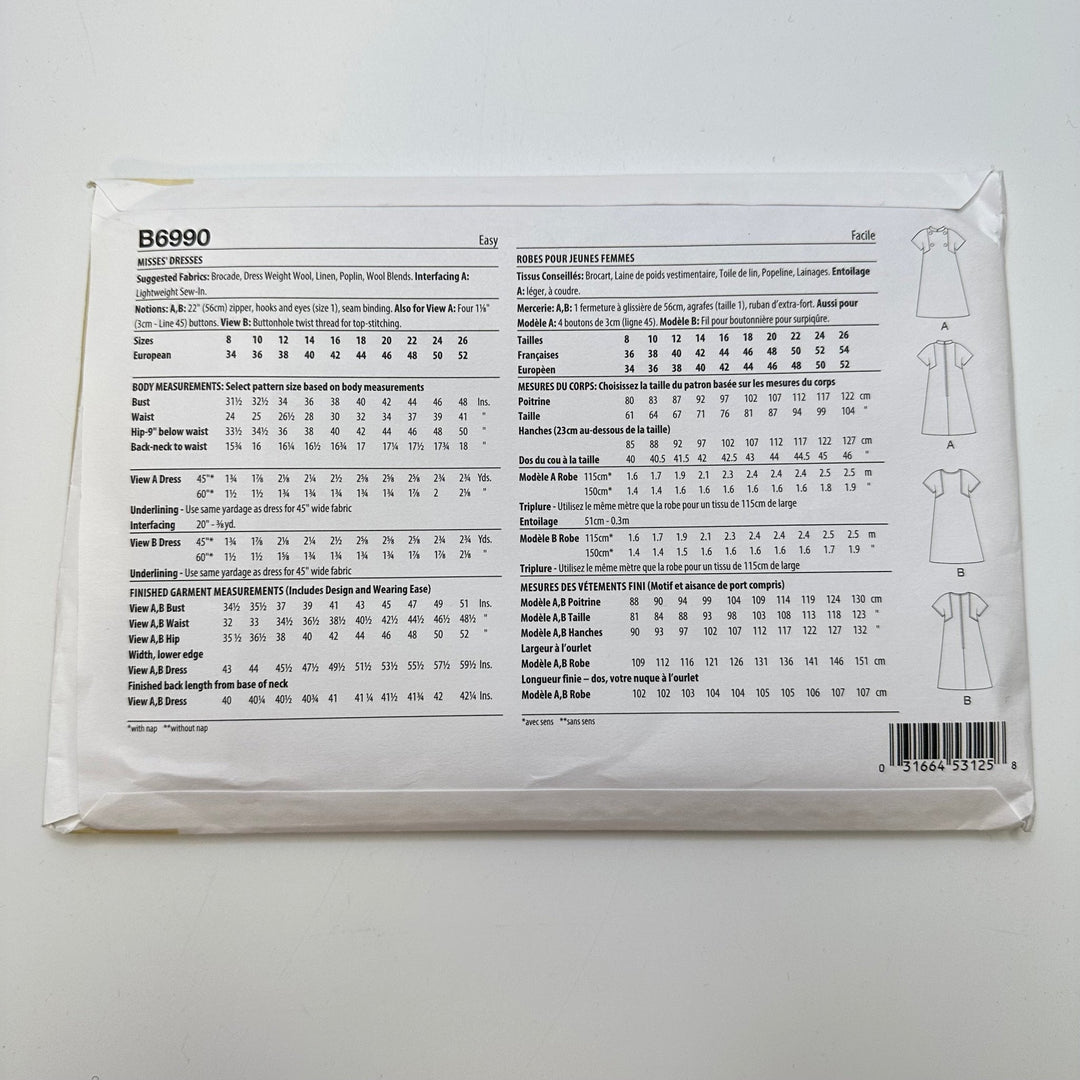 Sewing Pattern - Womenswear - Butterick 6990 - True Deadstock supplies Fabric by private - Sustainable Textile | FABCYCLE