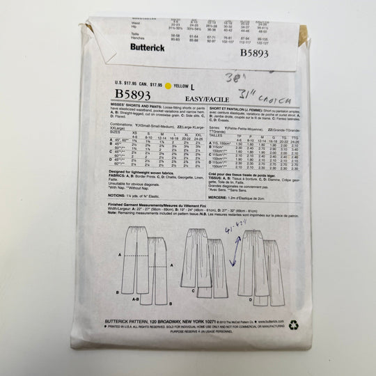 Sewing Pattern - Womenswear - Butterick B5893 - True Deadstock supplies Fabric by private - Sustainable Textile | FABCYCLE