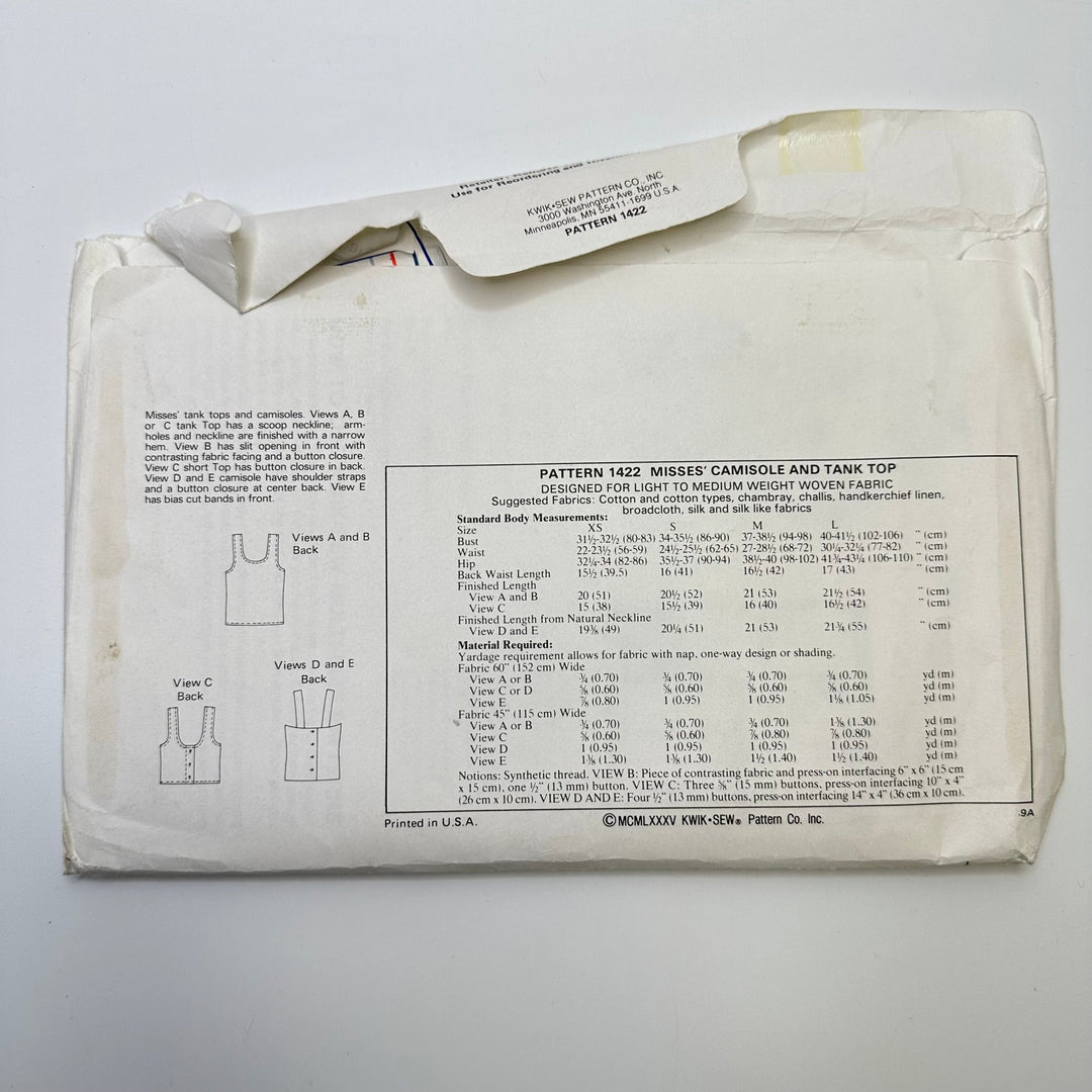Sewing Pattern - Womenswear - Kwik Sew 1422 - True Deadstock supplies Fabric by private - Sustainable Textile | FABCYCLE