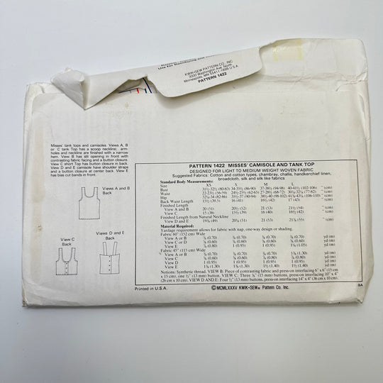 Sewing Pattern - Womenswear - Kwik Sew 1422 - True Deadstock supplies Fabric by private - Sustainable Textile | FABCYCLE