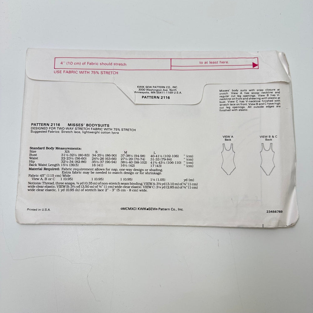 Sewing Pattern - Womenswear - Kwik Sew 2116 - True Deadstock supplies Fabric by private - Sustainable Textile | FABCYCLE