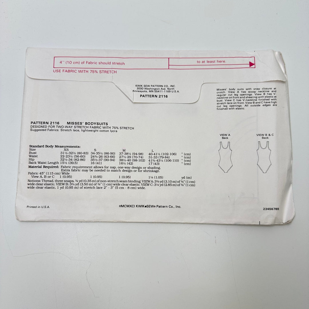 Sewing Pattern - Womenswear - Kwik Sew 2116 - True Deadstock supplies Fabric by private - Sustainable Textile | FABCYCLE