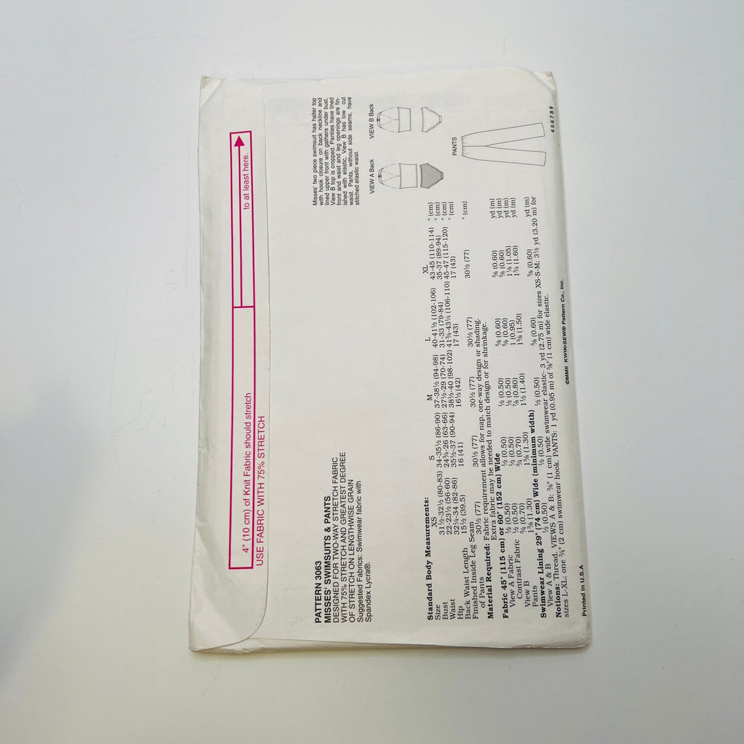 Sewing Pattern - Womenswear - Kwik Sew 3063 - True Deadstock supplies Fabric by private - Sustainable Textile | FABCYCLE
