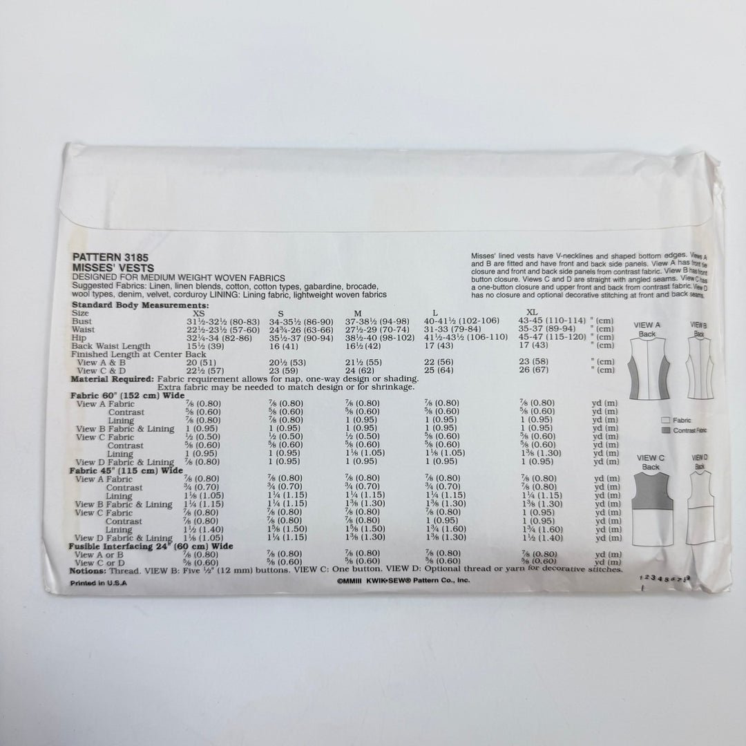 Sewing Pattern - Womenswear - Kwik Sew 3185 - True Deadstock supplies Fabric by private - Sustainable Textile | FABCYCLE