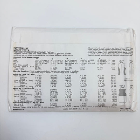 Sewing Pattern - Womenswear - Kwik Sew 3185 - True Deadstock supplies Fabric by private - Sustainable Textile | FABCYCLE