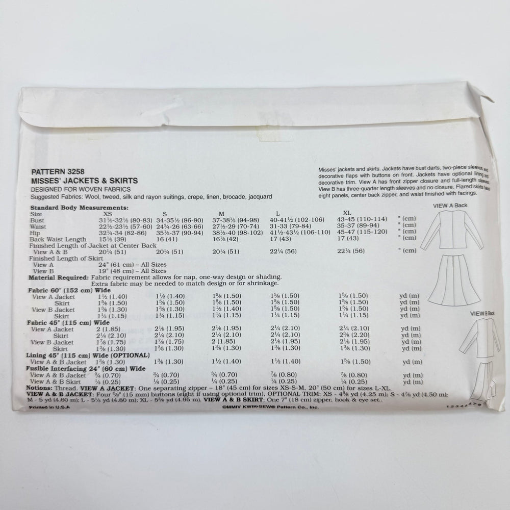 Sewing Pattern - Womenswear - Kwik Sew 3258 - True Deadstock supplies Fabric by private - Sustainable Textile | FABCYCLE