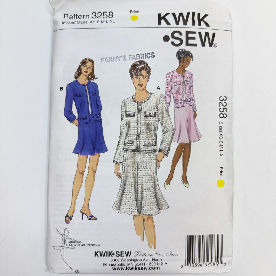 Sewing Pattern - Womenswear - Kwik Sew 3258 - True Deadstock supplies Fabric by private - Sustainable Textile | FABCYCLE