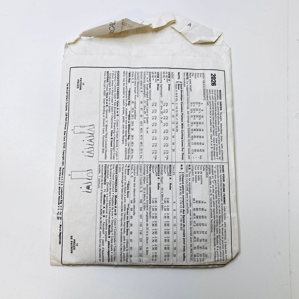 Sewing Pattern - Womenswear - McCall's 2026 - True Deadstock supplies Fabric by private - Sustainable Textile | FABCYCLE