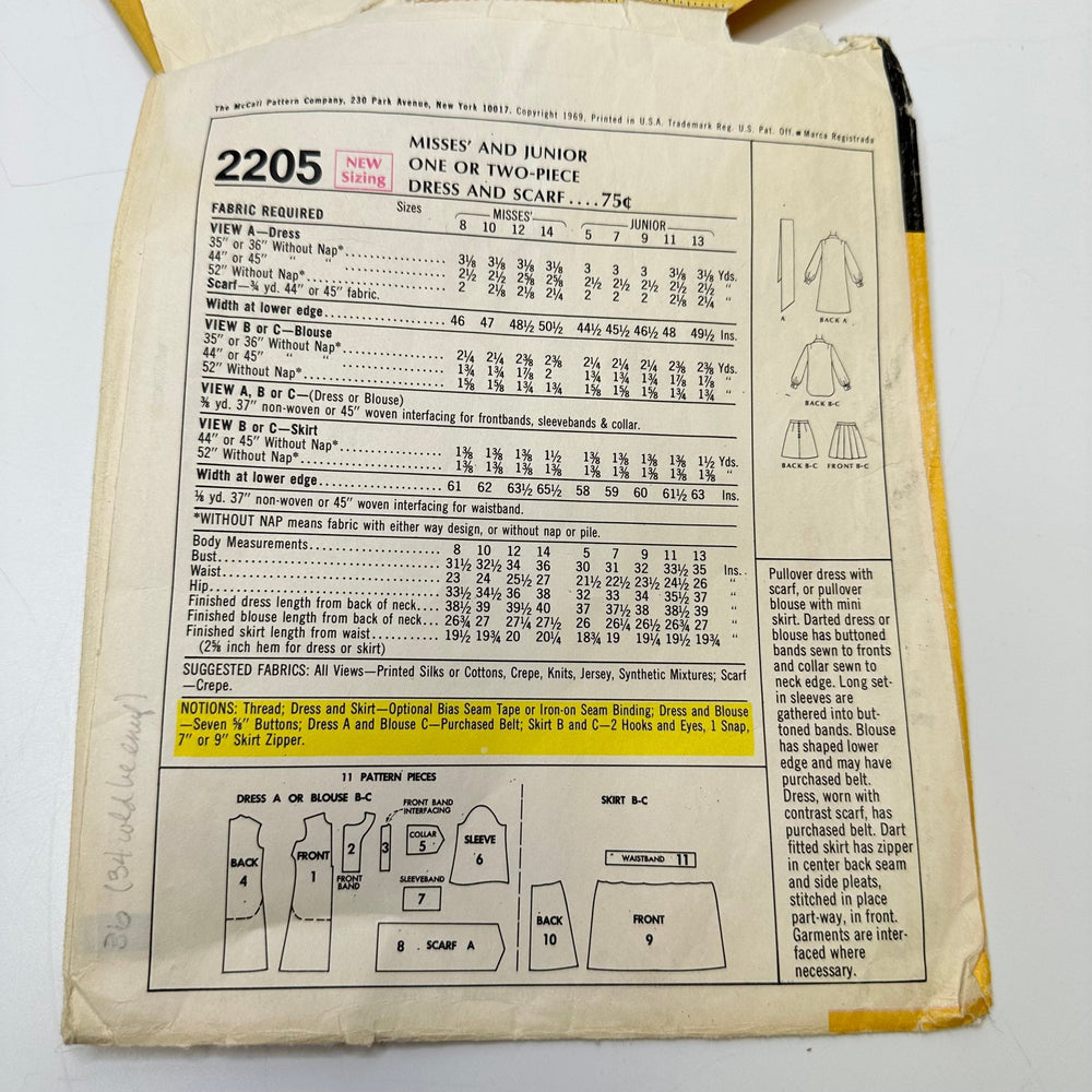 Sewing Pattern - Womenswear - McCall's 2205 - True Deadstock supplies Fabric by private - Sustainable Textile | FABCYCLE