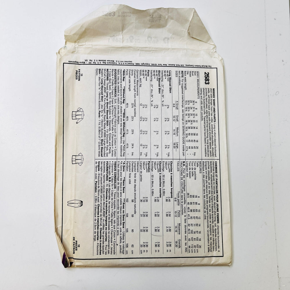 Sewing Pattern - Womenswear - McCall's 2583 - True Deadstock supplies Fabric by private - Sustainable Textile | FABCYCLE
