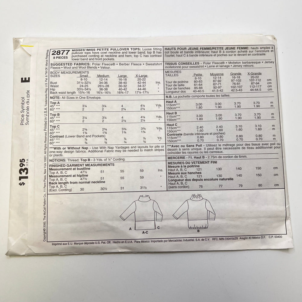 Sewing Pattern - Womenswear - McCall's 2877 - True Deadstock supplies Fabric by private - Sustainable Textile | FABCYCLE