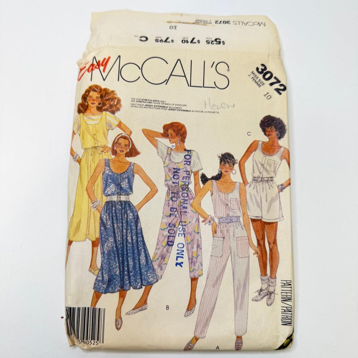 Sewing Pattern - Womenswear - McCall's 3072 - True Deadstock supplies Fabric by private - Sustainable Textile | FABCYCLE