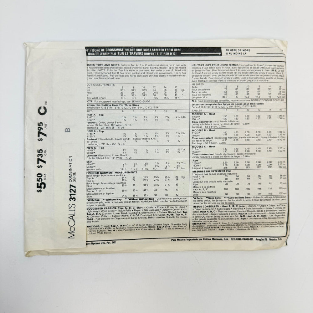 Sewing Pattern - Womenswear - McCall's 3127 - True Deadstock supplies Fabric by private - Sustainable Textile | FABCYCLE