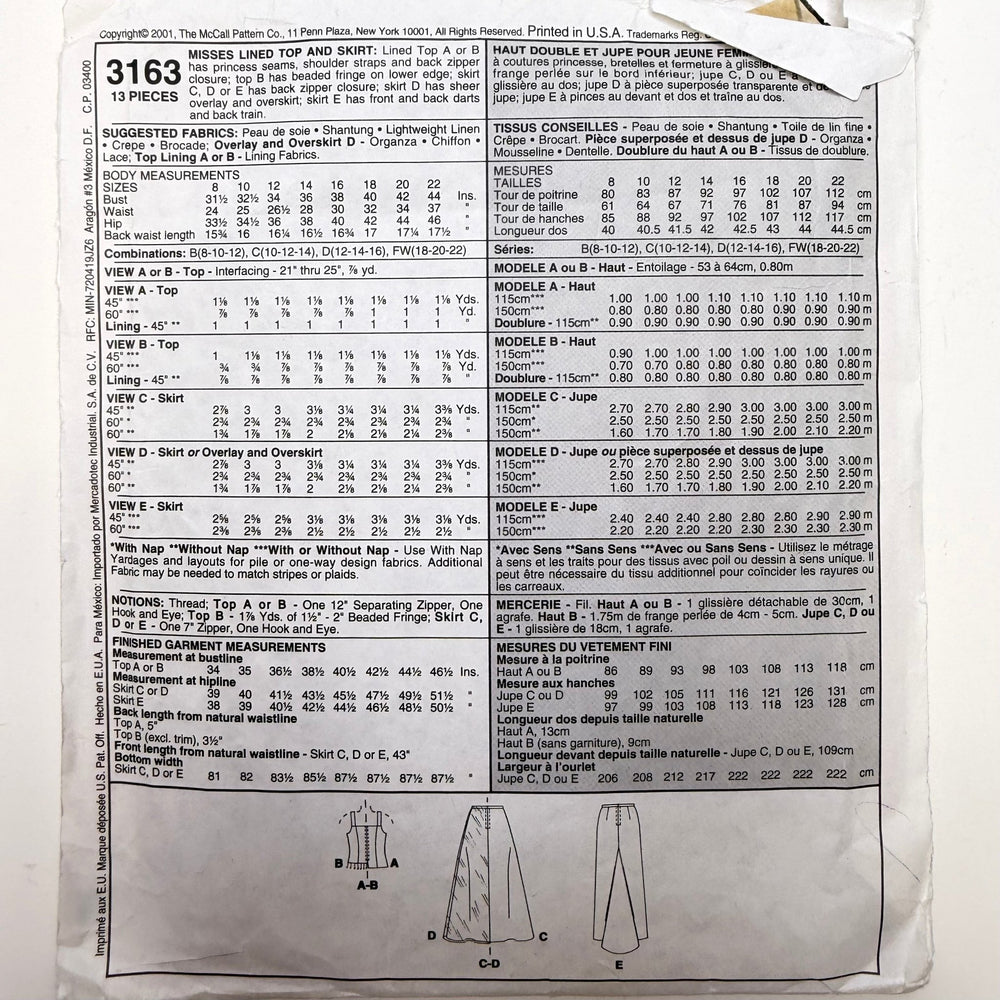Sewing Pattern - Womenswear - McCall's 3163 - True Deadstock supplies Fabric by private - Sustainable Textile | FABCYCLE
