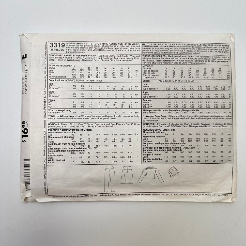 Sewing Pattern - Womenswear - McCall's 3319 - True Deadstock supplies Fabric by private - Sustainable Textile | FABCYCLE