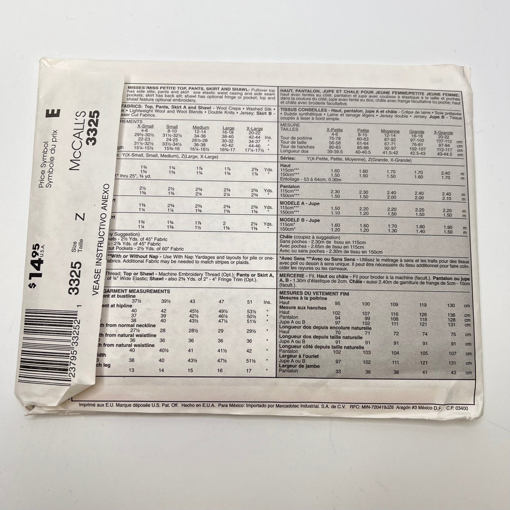 Sewing Pattern - Womenswear - McCall's 3325 - True Deadstock supplies Fabric by private - Sustainable Textile | FABCYCLE