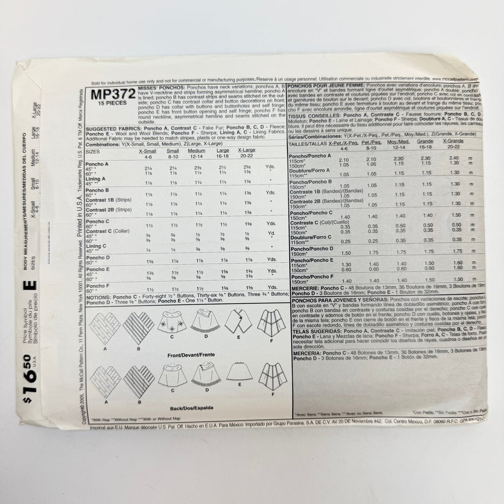 Sewing Pattern - Womenswear - McCall's 372 - True Deadstock supplies Fabric by private - Sustainable Textile | FABCYCLE