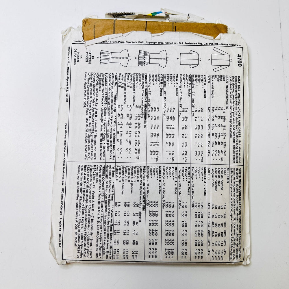 Sewing Pattern - Womenswear - McCall's 4700 - True Deadstock supplies Fabric by private - Sustainable Textile | FABCYCLE