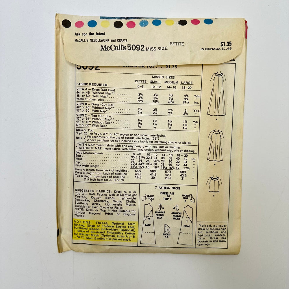 Sewing Pattern - Womenswear - McCall's 5092 - True Deadstock supplies Fabric by private - Sustainable Textile | FABCYCLE