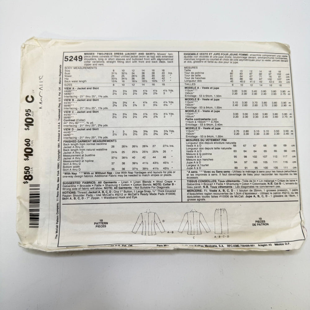 Sewing Pattern - Womenswear - McCall's 5249 - True Deadstock supplies Fabric by private - Sustainable Textile | FABCYCLE