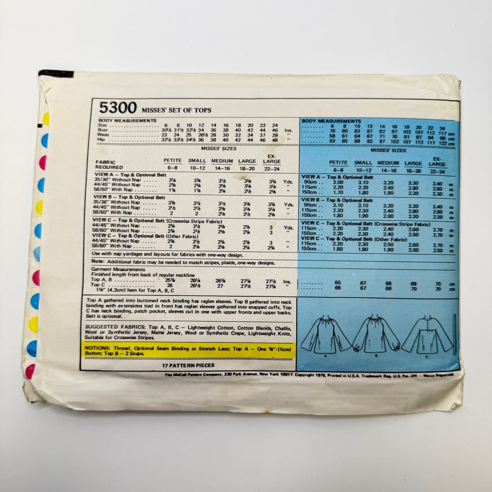 Sewing Pattern - Womenswear - McCall's 5300 - True Deadstock supplies Fabric by private - Sustainable Textile | FABCYCLE