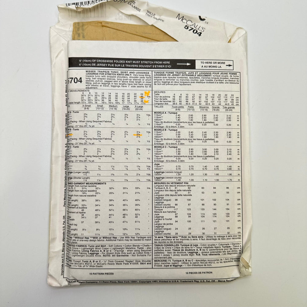 Sewing Pattern - Womenswear - McCall's 5704 - True Deadstock supplies Fabric by private - Sustainable Textile | FABCYCLE