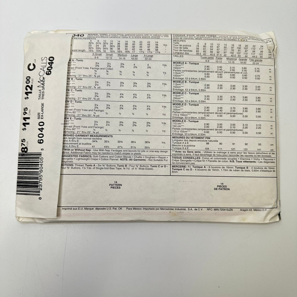 Sewing Pattern - Womenswear - McCall's 6040 - True Deadstock supplies Fabric by private - Sustainable Textile | FABCYCLE