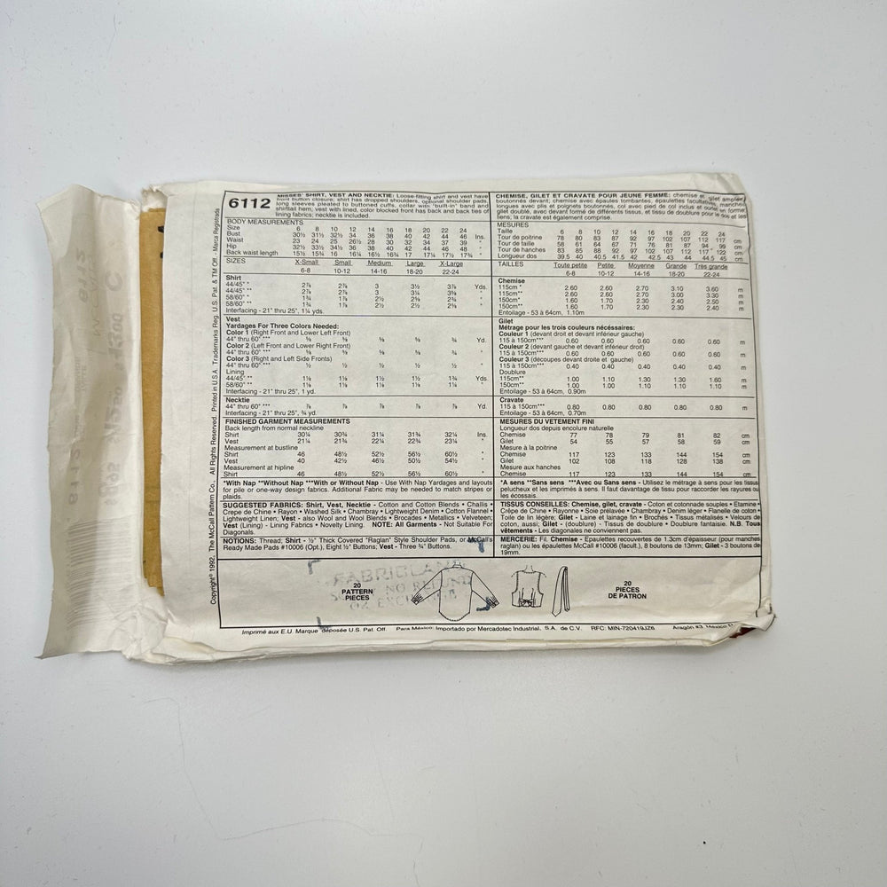 Sewing Pattern - Womenswear - McCall's 6112 - True Deadstock supplies Fabric by private - Sustainable Textile | FABCYCLE