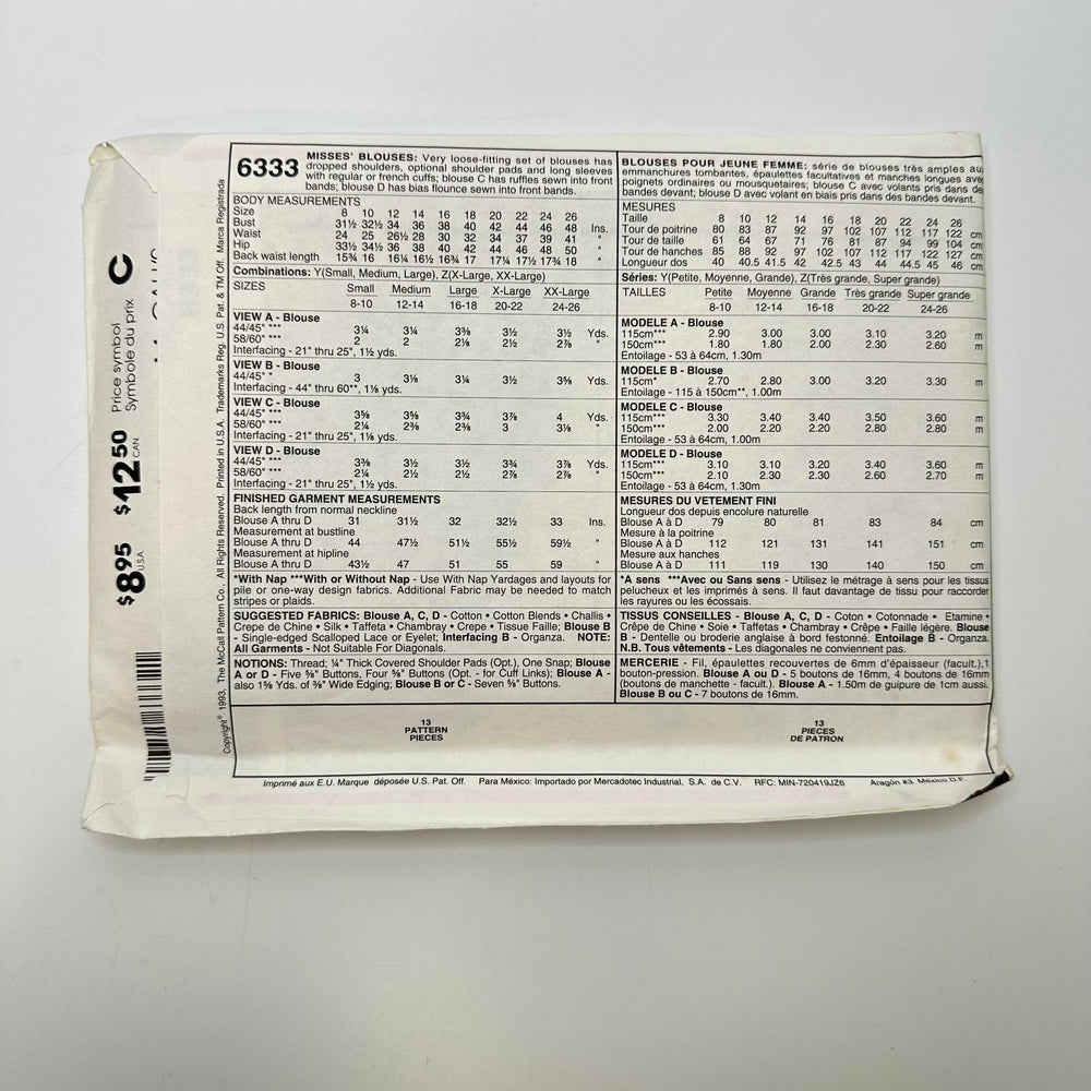 Sewing Pattern - Womenswear - McCall's 6333 - True Deadstock supplies Fabric by private - Sustainable Textile | FABCYCLE