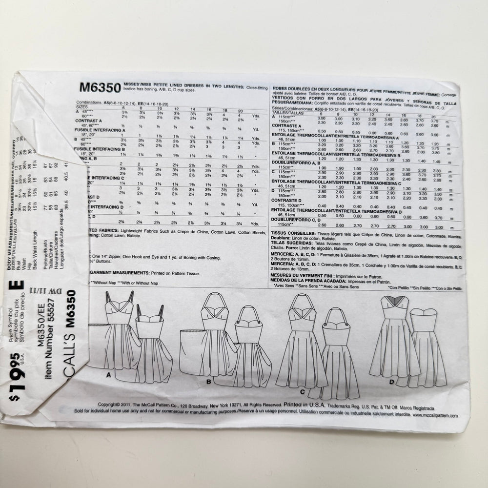 Sewing Pattern - Womenswear - McCall's 6350 - True Deadstock supplies Fabric by private - Sustainable Textile | FABCYCLE