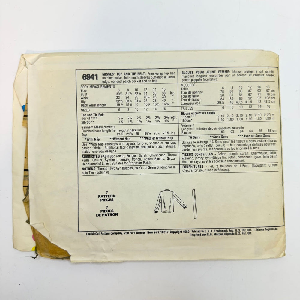 Sewing Pattern - Womenswear - McCall's 6941 - True Deadstock supplies Fabric by private - Sustainable Textile | FABCYCLE