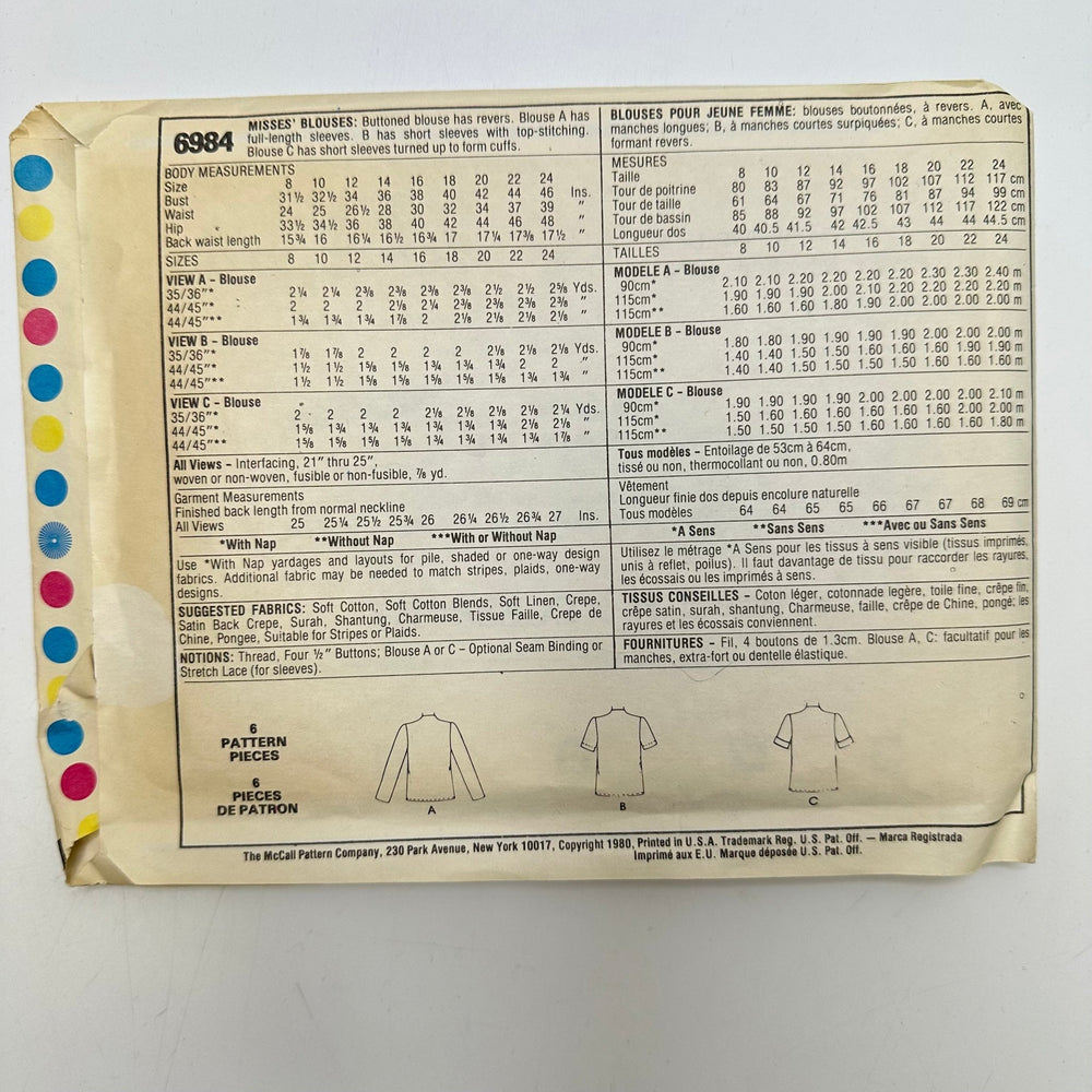 Sewing Pattern - Womenswear - McCall's 6984 - True Deadstock supplies Fabric by private - Sustainable Textile | FABCYCLE
