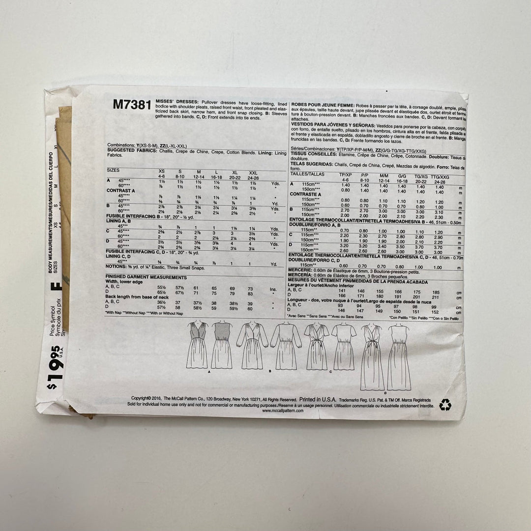 Sewing Pattern - Womenswear - McCall&