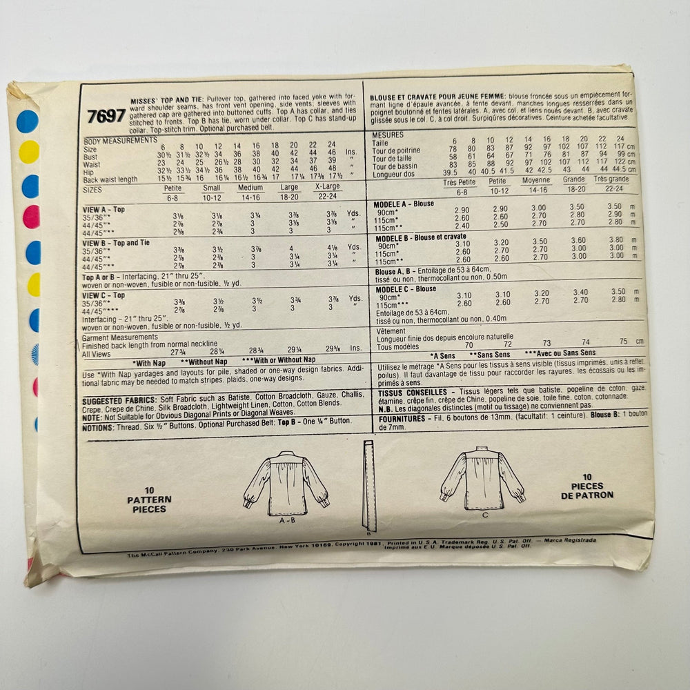 Sewing Pattern - Womenswear - McCall's 7697 - True Deadstock supplies Fabric by private - Sustainable Textile | FABCYCLE