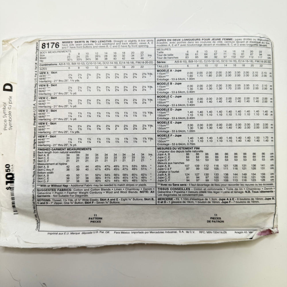 Sewing Pattern - Womenswear - McCall's 8176 - True Deadstock supplies Fabric by private - Sustainable Textile | FABCYCLE