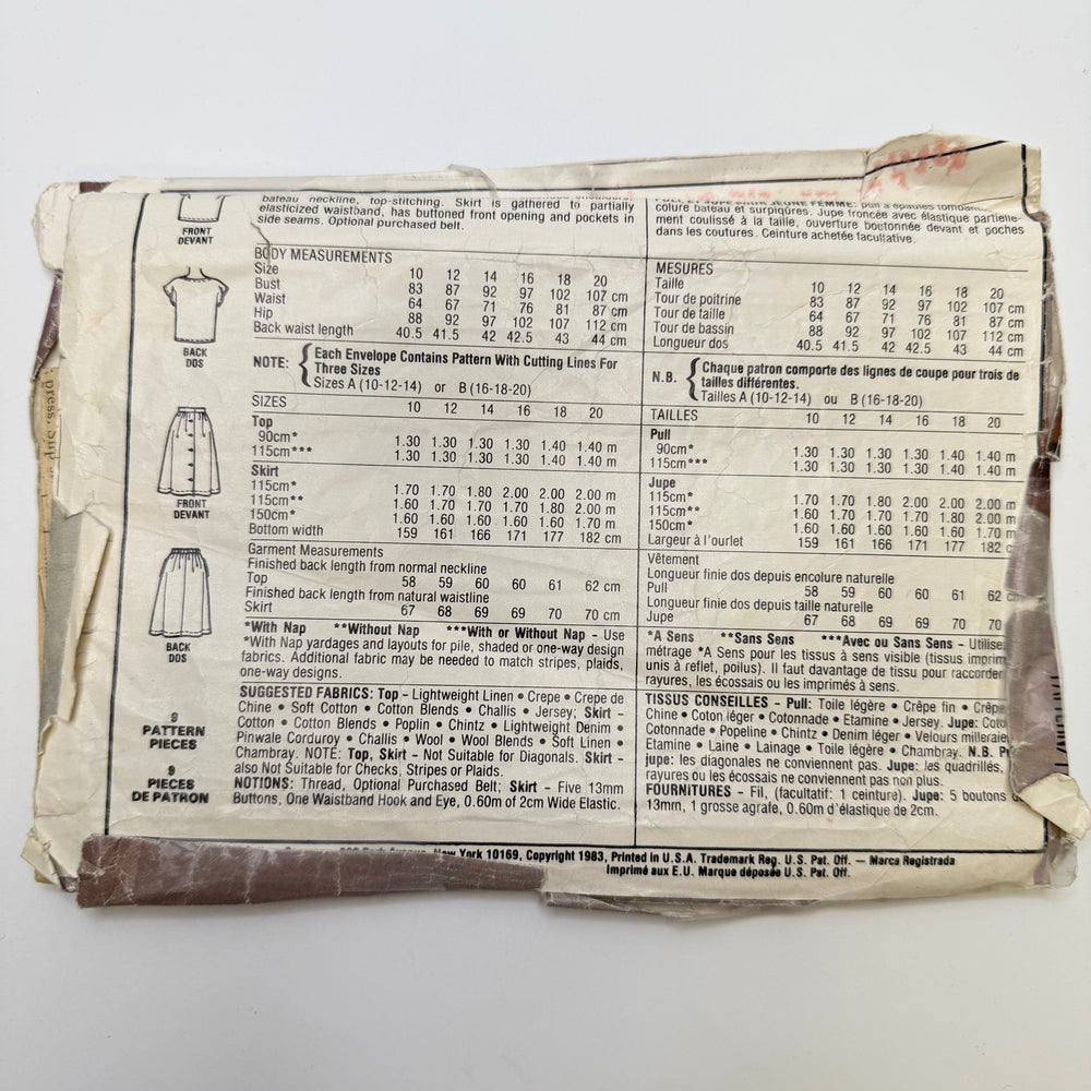 Sewing Pattern - Womenswear - McCall's 8550 - True Deadstock supplies Fabric by private - Sustainable Textile | FABCYCLE