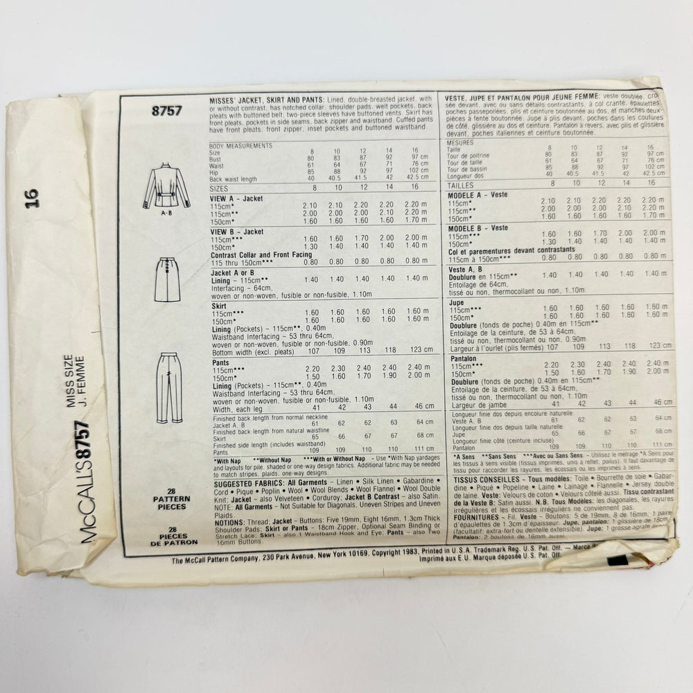 Sewing Pattern - Womenswear - McCall's 8757 - True Deadstock supplies Fabric by private - Sustainable Textile | FABCYCLE
