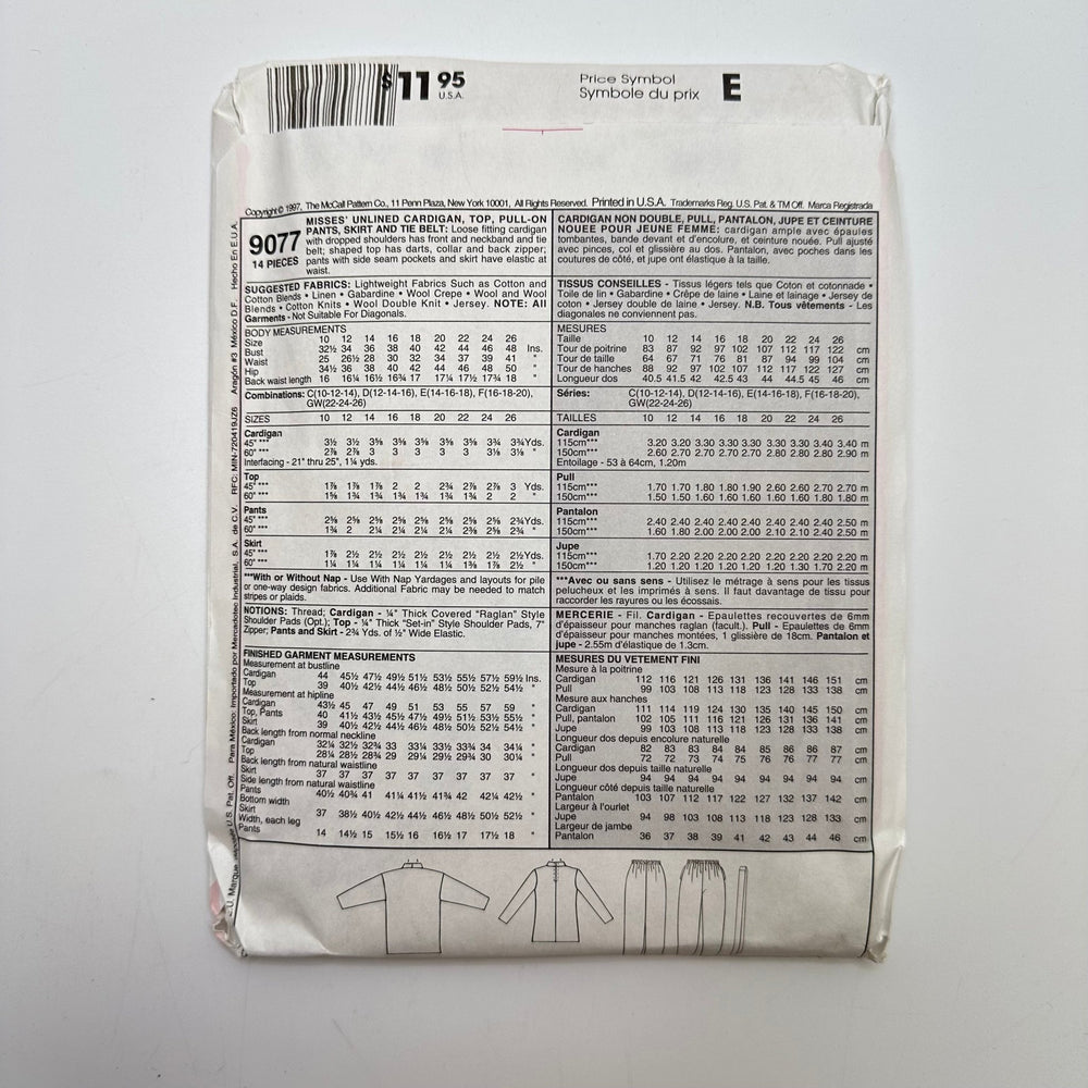 Sewing Pattern - Womenswear - McCall's 9077 - True Deadstock supplies Fabric by private - Sustainable Textile | FABCYCLE