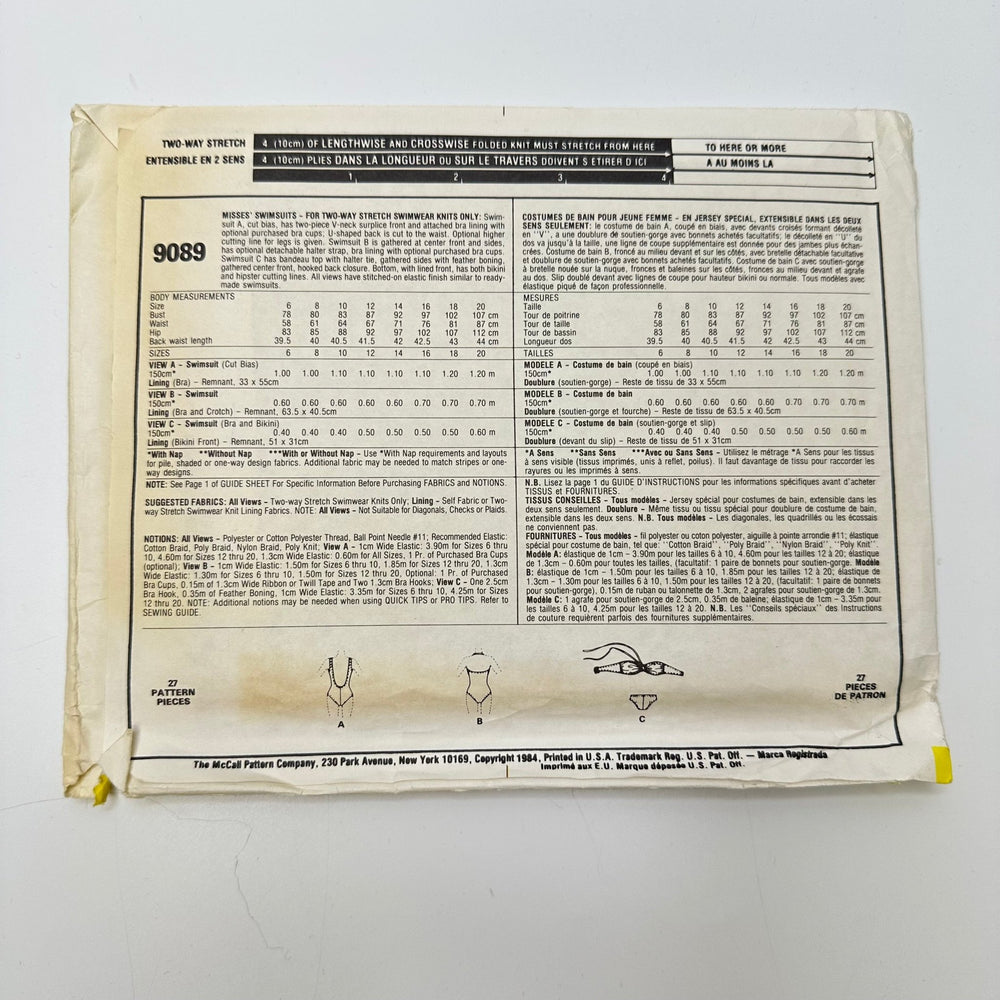 Sewing Pattern - Womenswear - McCall's 9089 - True Deadstock supplies Fabric by private - Sustainable Textile | FABCYCLE