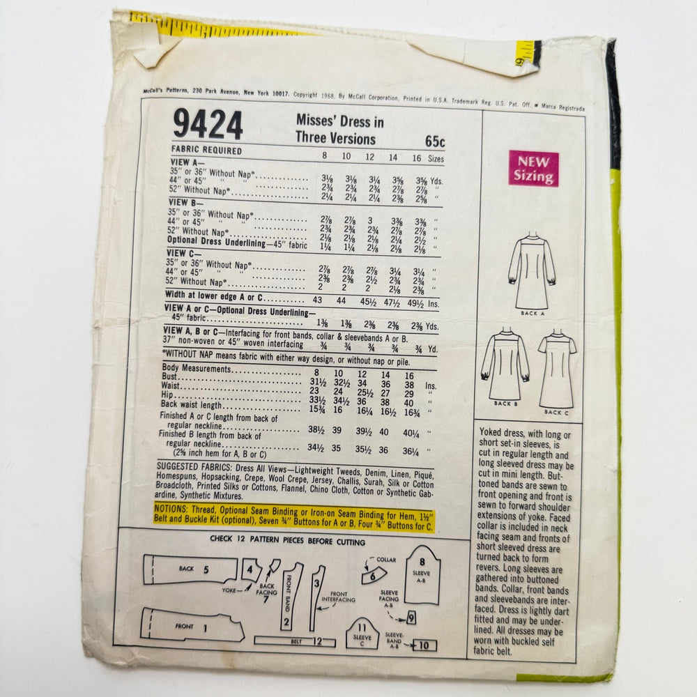 Sewing Pattern - Womenswear - McCall's 9424 - True Deadstock supplies Fabric by private - Sustainable Textile | FABCYCLE