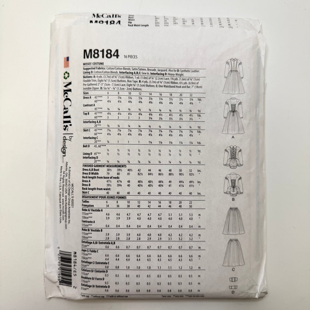 Sewing Pattern - Womenswear - McCall's M8184 - True Deadstock supplies Fabric by private - Sustainable Textile | FABCYCLE