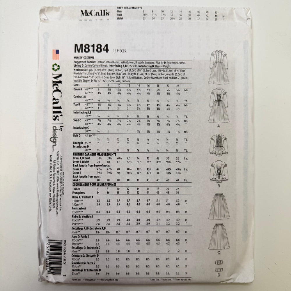 Sewing Pattern - Womenswear - McCall's M8184 - True Deadstock supplies Fabric by private - Sustainable Textile | FABCYCLE
