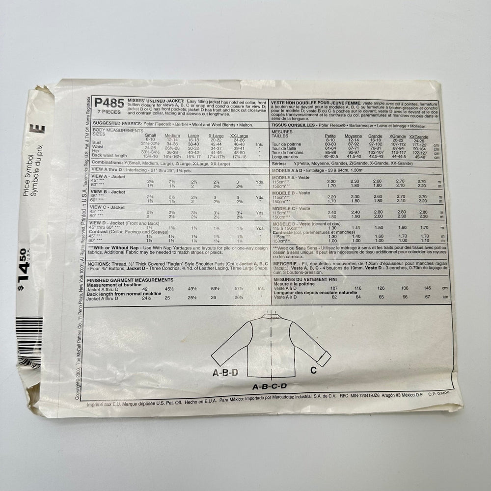 Sewing Pattern - Womenswear - McCall's P485 - True Deadstock supplies Fabric by private - Sustainable Textile | FABCYCLE