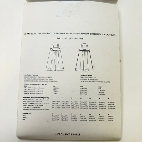 Sewing Pattern - Womenswear - Merchant &amp; Mills Honey Dress - True Deadstock supplies Fabric by private - Sustainable Textile | FABCYCLE