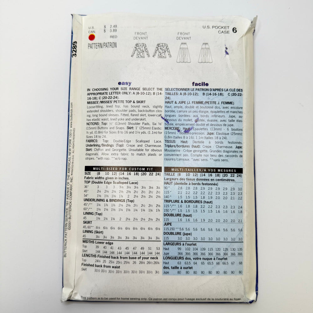Sewing Pattern - Womenswear - See & Sew 3289 - True Deadstock supplies Fabric by private - Sustainable Textile | FABCYCLE
