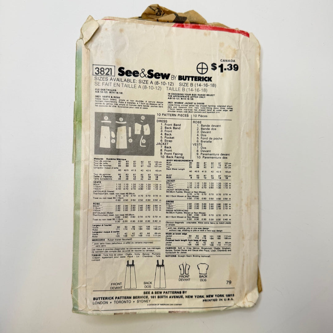 Sewing Pattern - Womenswear - See &amp; Sew 3821 - True Deadstock supplies Fabric by private - Sustainable Textile | FABCYCLE