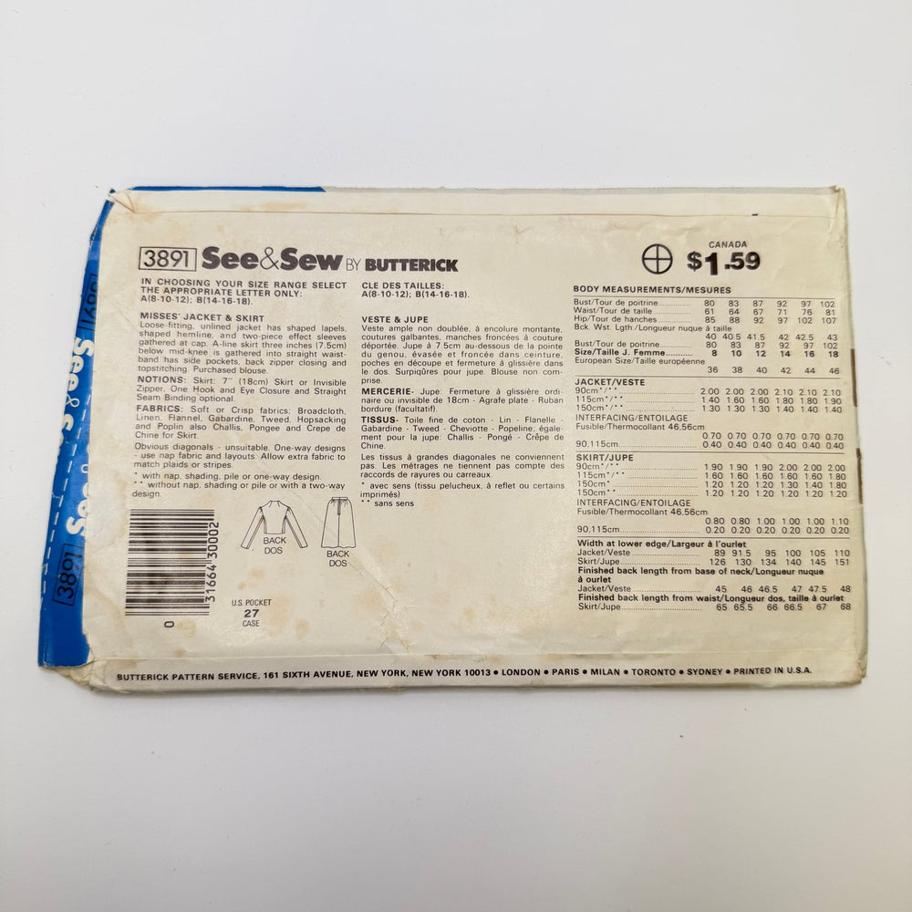 Sewing Pattern - Womenswear - See & Sew 3891 - True Deadstock supplies Fabric by private - Sustainable Textile | FABCYCLE
